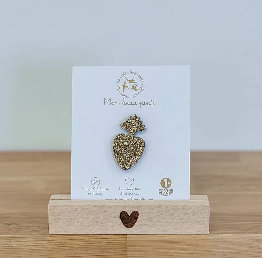 Pin's - Coeur Ex-Voto doré