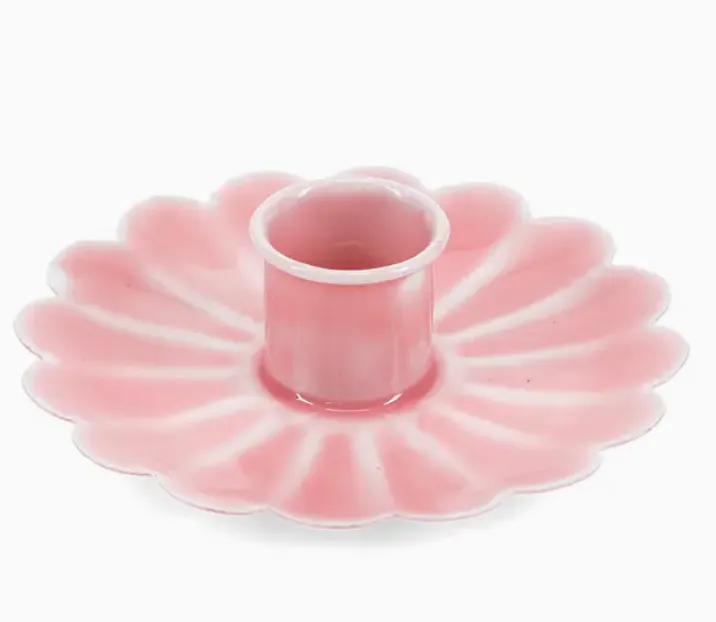 Bougeoir en émail - Rose