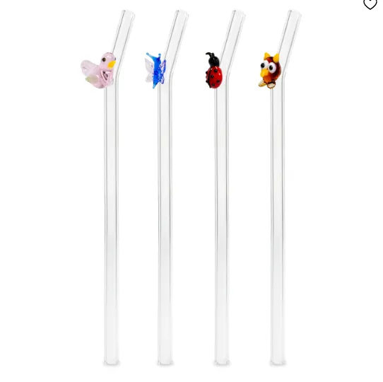 Set de 4 pailles - déco animaux