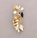 Broche - Perroquet Noir Doré