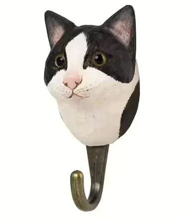 Patère - Chat noir et blanc