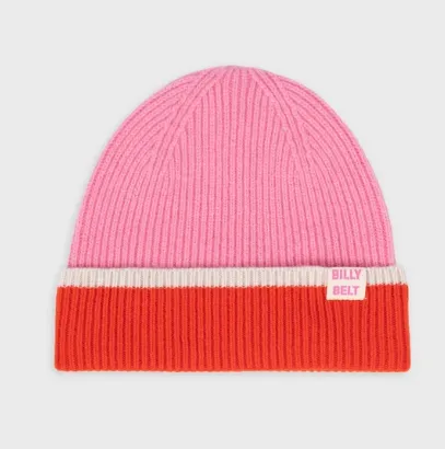 Bonnet en laine - Multicolore (rouge / rose et beige)