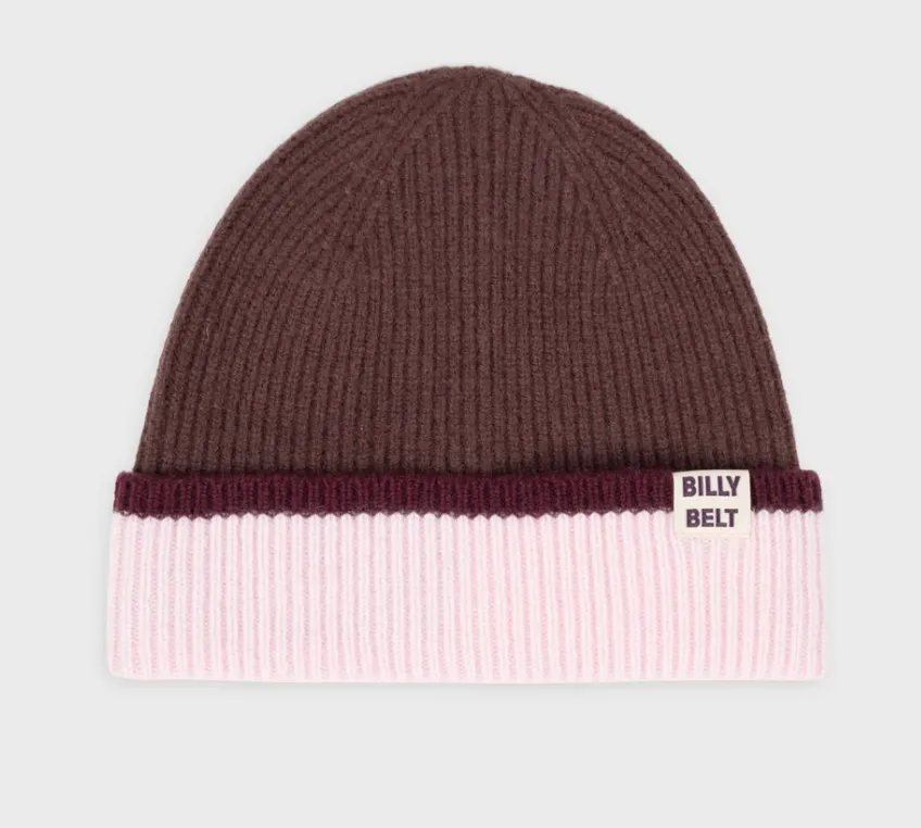 Bonnet en laine - Multicolore (marron, rose et bordeaux)