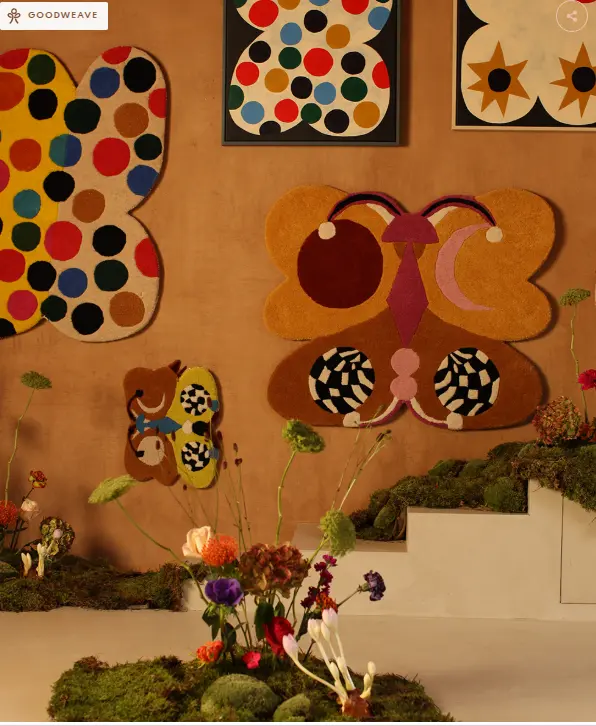 Tapis Papillon Melody Moon Ocre 85 x 100 x 2 cm