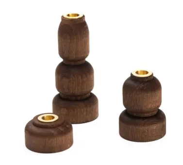 Set de 3 bougeoirs bois 3 tailles - TERRACOTTA