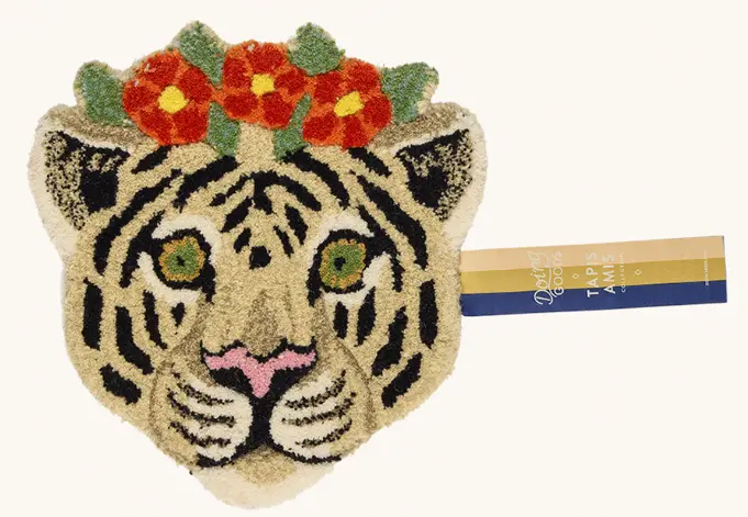 Tapis Tête Floral Tigre Blanc