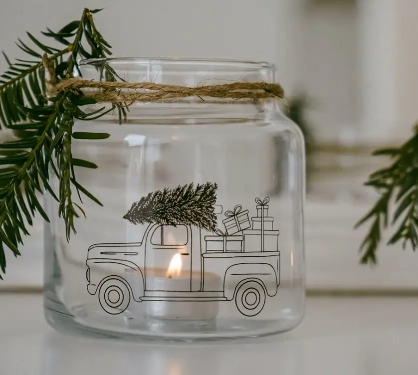 Vase en verre de Noel