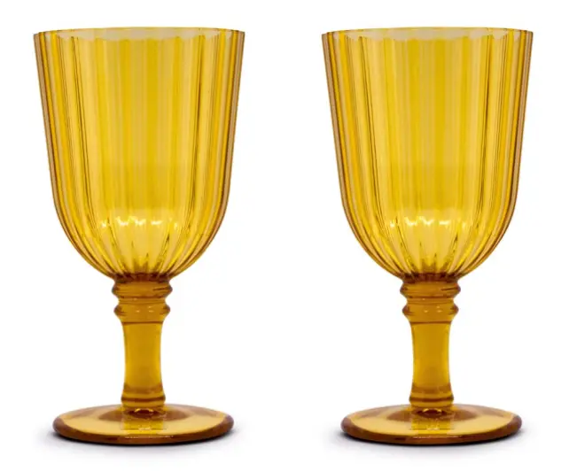 Set de 2 verres à pied en acrylique. 360ml. Couleur ambre. 