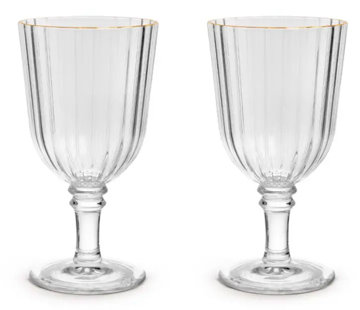 Set de 2 verres acryliques 360 ml avec finition dorée. 