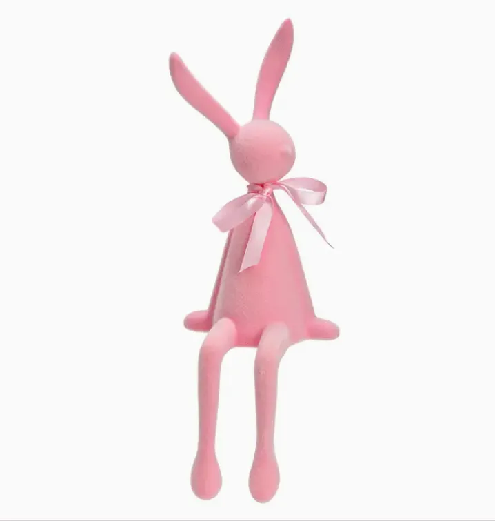 Lapin assis - Rose