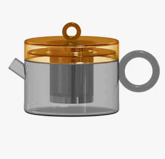 Théière verre - gris orange