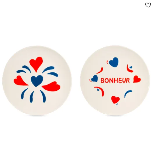 Set de 2 assiettes en grès - Bonheur